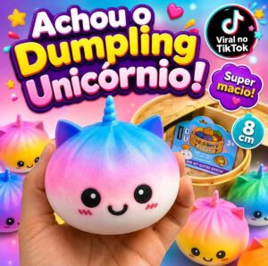 Squishy Dumpling Unicórnio Colorido com Cestinho - foto 1