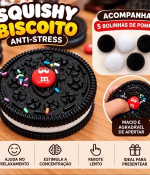 Squishy Biscoito Recheado Anti Stress com 5 Pompons - foto 1