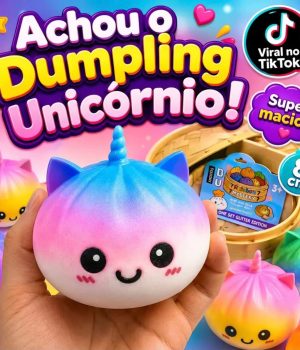 Squishy Dumpling Unicórnio Colorido com Cestinho - foto 1